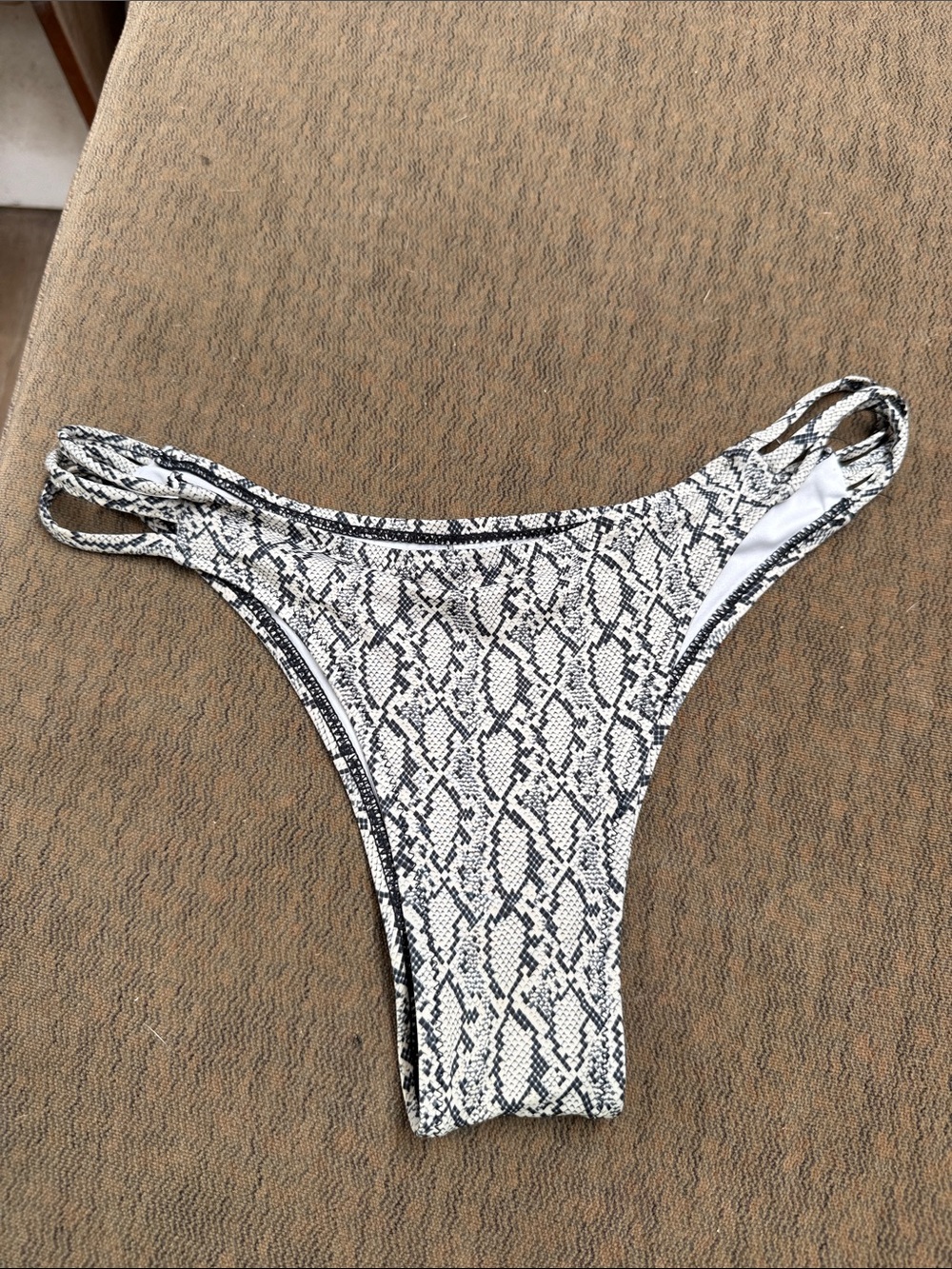 Snake Print Bikini Bottoms in Blue & White
